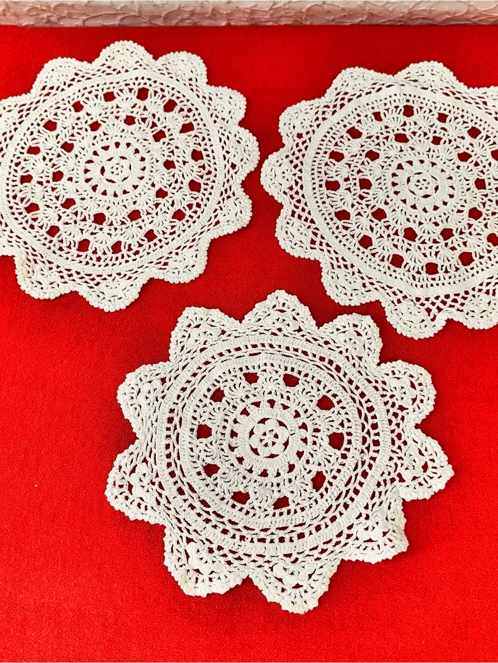 Handmade White Crochet Doily Set - Classic Home Dining Accent